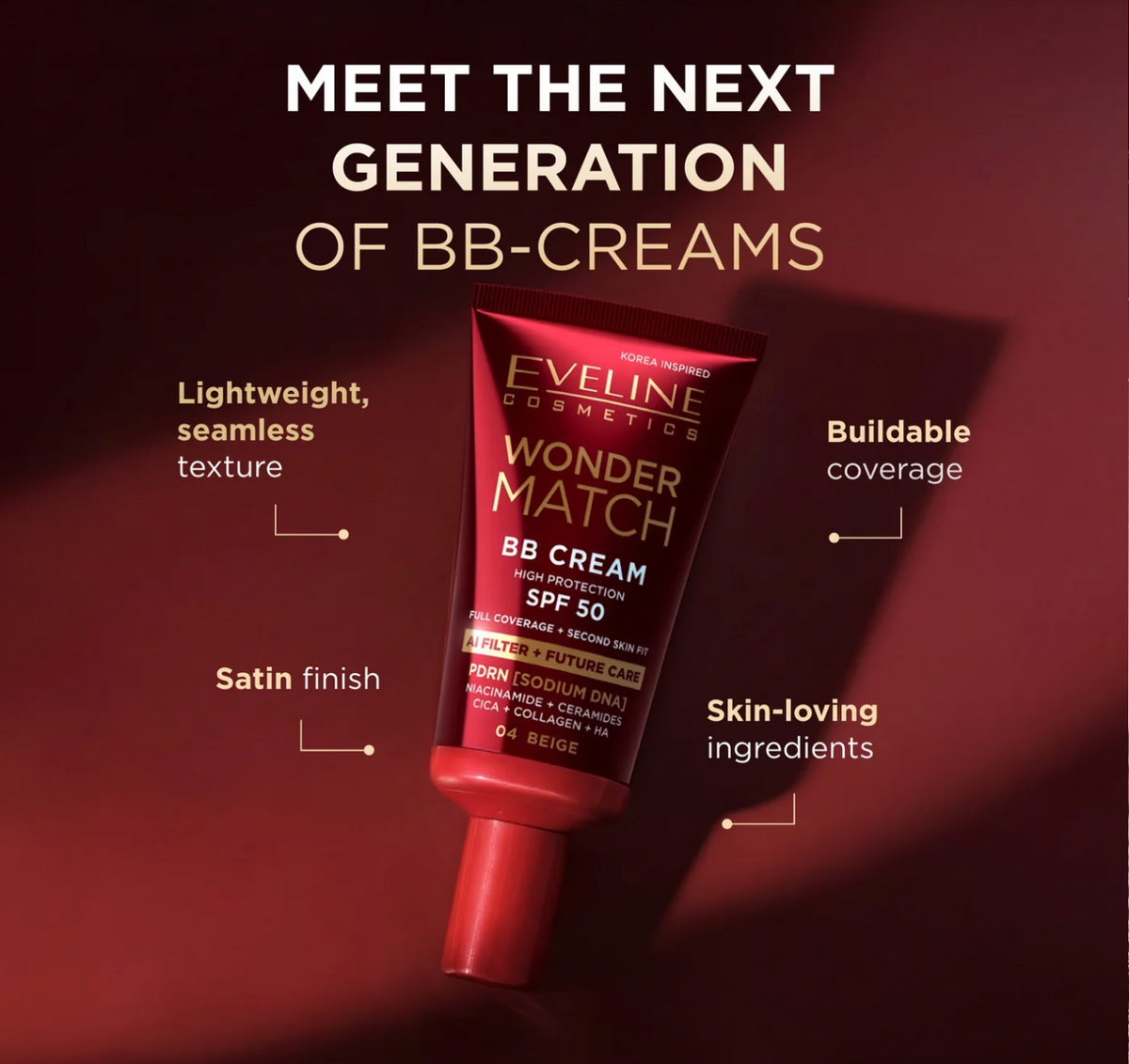 Wonder Match BB Cream with SPF 50 - Buildable Coverage & Satin Finish
